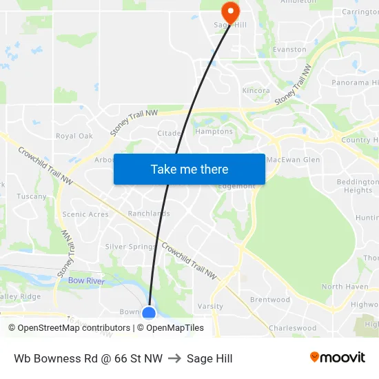 Wb Bowness Rd @  66 St NW to Sage Hill map