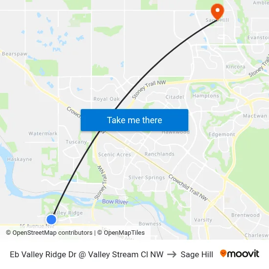 Eb Valley Ridge Dr @ Valley Stream Cl NW to Sage Hill map