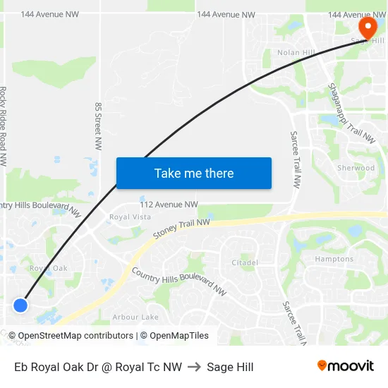 Eb Royal Oak Dr @ Royal Tc NW to Sage Hill map