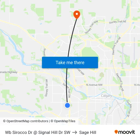 Wb Sirocco Dr @ Signal Hill Dr SW to Sage Hill map