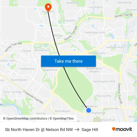 Sb North Haven Dr @ Nelson Rd NW to Sage Hill map