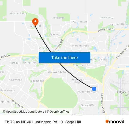 Eb 78 Av NE @ Huntington Rd to Sage Hill map
