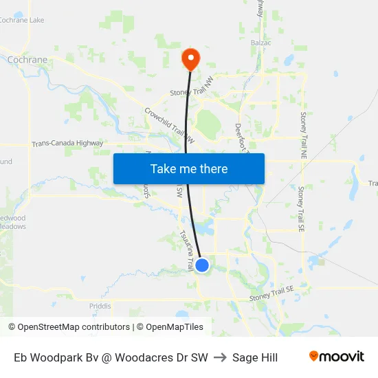 Eb Woodpark Bv @ Woodacres Dr SW to Sage Hill map