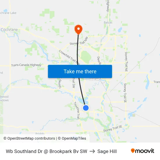 Wb Southland Dr @ Brookpark Bv SW to Sage Hill map