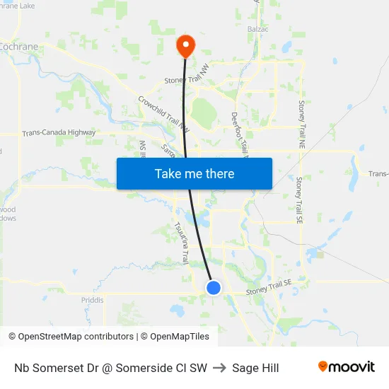 Nb Somerset Dr @ Somerside  Cl SW to Sage Hill map