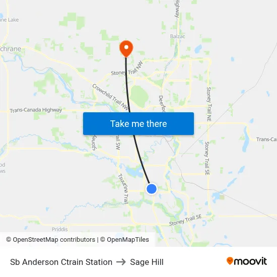 Sb Anderson Ctrain Station to Sage Hill map