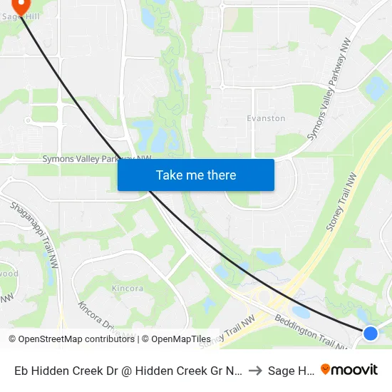 Eb Hidden Creek Dr @ Hidden Creek Gr NW to Sage Hill map