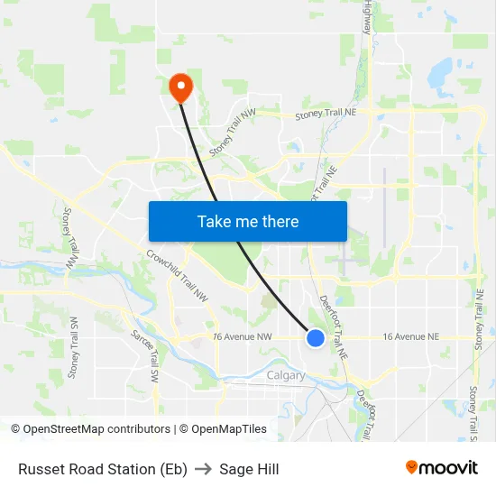 Russet Road Station (Eb) to Sage Hill map