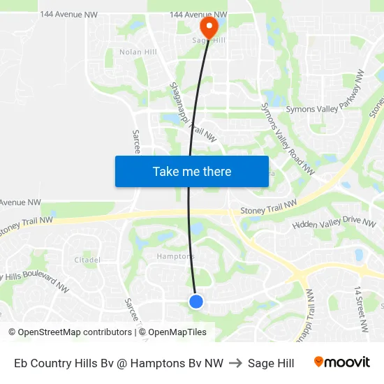 Eb Country Hills Bv @ Hamptons Bv NW to Sage Hill map