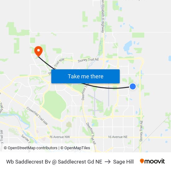 Wb Saddlecrest Bv @ Saddlecrest Gd NE to Sage Hill map