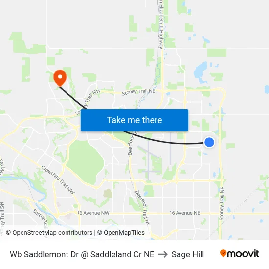 Wb Saddlemont Dr @ Saddleland Cr NE to Sage Hill map