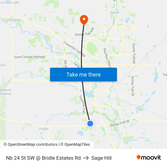 Nb 24 St SW @ Bridle Estates Rd to Sage Hill map