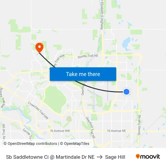 Sb Saddletowne Ci @ Martindale Dr NE to Sage Hill map