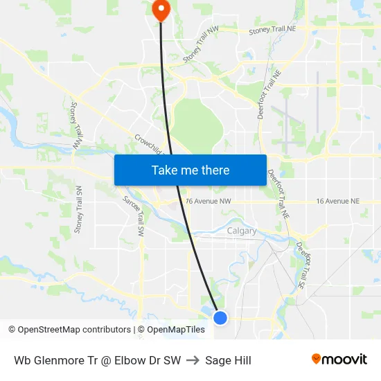 Wb Glenmore Tr @ Elbow Dr SW to Sage Hill map