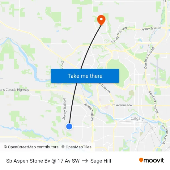Sb Aspen Stone Bv @ 17 Av SW to Sage Hill map