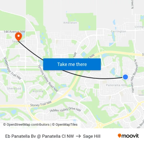Eb Panatella Bv @ Panatella Cl NW to Sage Hill map