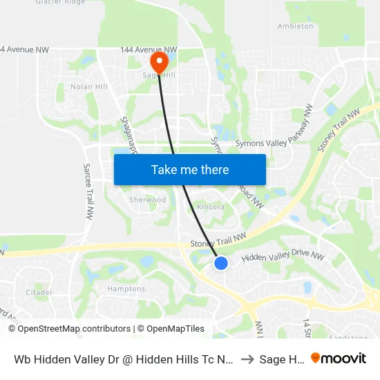 Wb Hidden Valley Dr @ Hidden Hills Tc NW to Sage Hill map