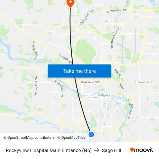 Rockyview Hospital Main Entrance (Nb) to Sage Hill map