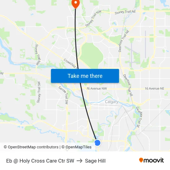 Eb @ Holy Cross Care Ctr SW to Sage Hill map