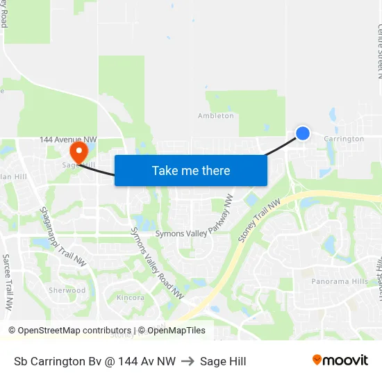 Sb Carrington Bv @ 144 Av NW to Sage Hill map