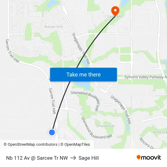 Nb 112 Av @ Sarcee Tr NW to Sage Hill map
