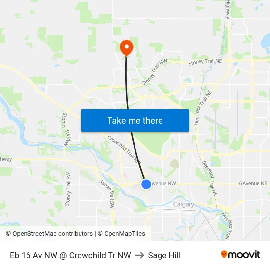 Eb 16 Av NW @ Crowchild Tr NW to Sage Hill map