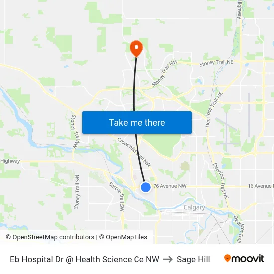 Eb Hospital Dr @ Health Science Ce NW to Sage Hill map