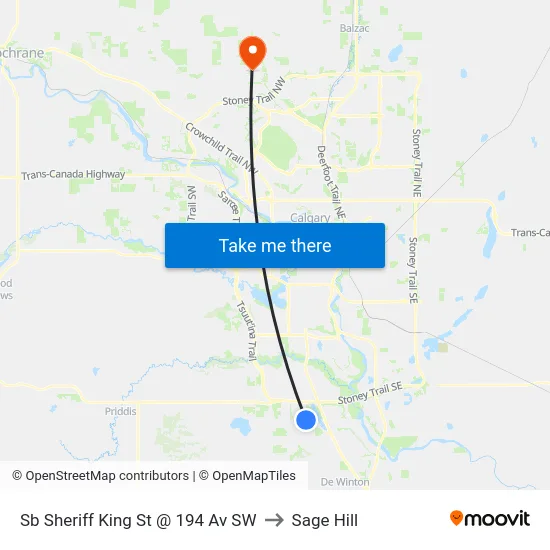 Sb Sheriff King St @ 194 Av SW to Sage Hill map