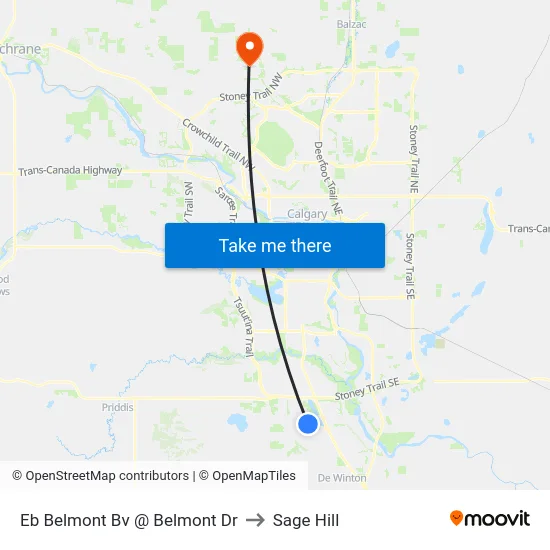 Eb Belmont Bv @ Belmont Dr to Sage Hill map
