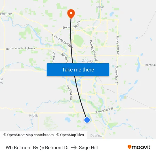 Wb Belmont Bv @ Belmont Dr to Sage Hill map