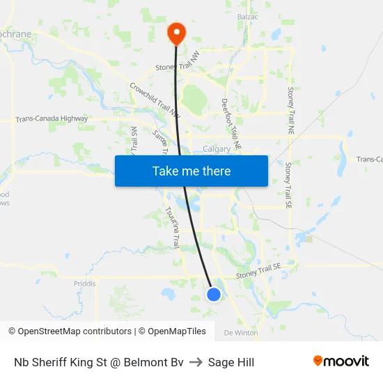 Nb Sheriff King St @ Belmont Bv to Sage Hill map