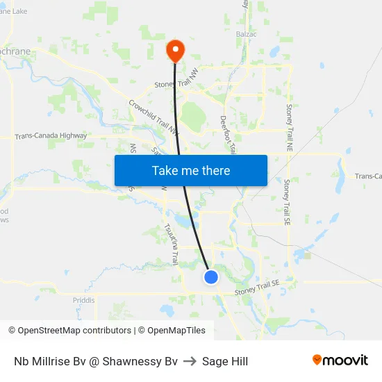 Nb Millrise Bv @   Shawnessy Bv to Sage Hill map