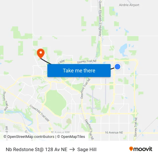 Nb Redstone St@ 128 Av NE to Sage Hill map