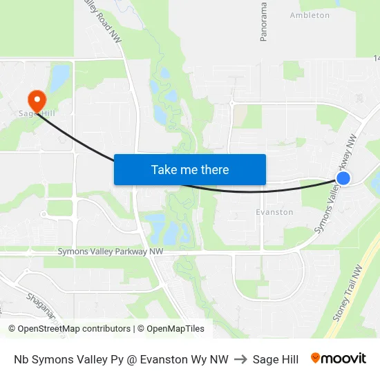 Nb Symons Valley Py @ Evanston Wy NW to Sage Hill map