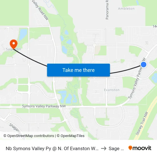 Nb Symons Valley Py @ N. Of Evanston Wy NW to Sage Hill map