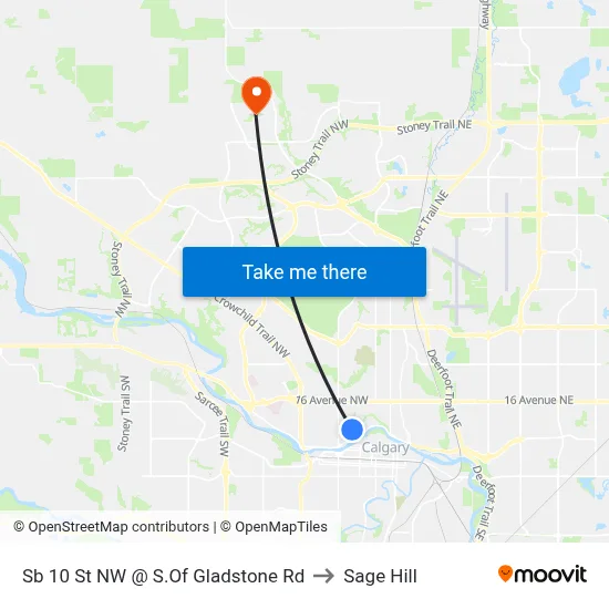Sb 10 St NW @ S.Of Gladstone Rd to Sage Hill map