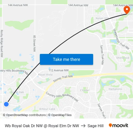 Wb Royal Oak Dr NW @ Royal Elm Dr NW to Sage Hill map