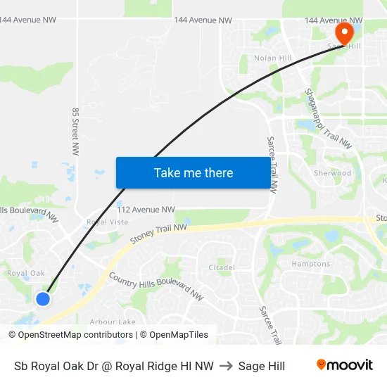 Sb Royal Oak Dr @ Royal Ridge  Hl NW to Sage Hill map