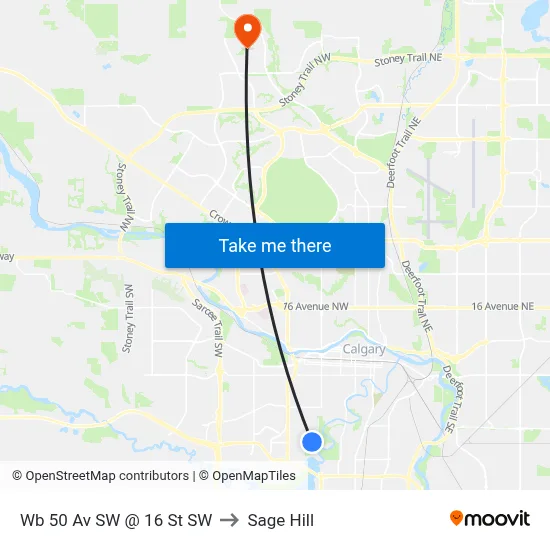 Wb 50 Av SW @ 16 St SW to Sage Hill map