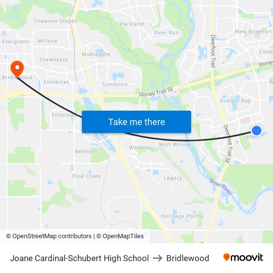 Joane Cardinal-Schubert High School to Bridlewood map