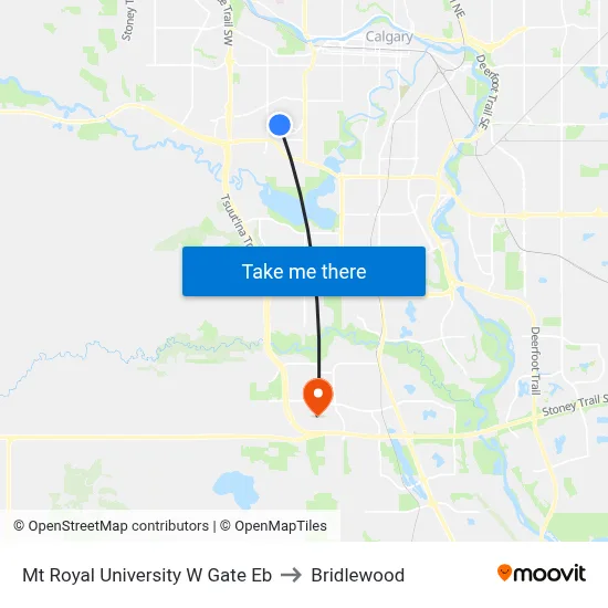 Mt Royal University W Gate Eb to Bridlewood map
