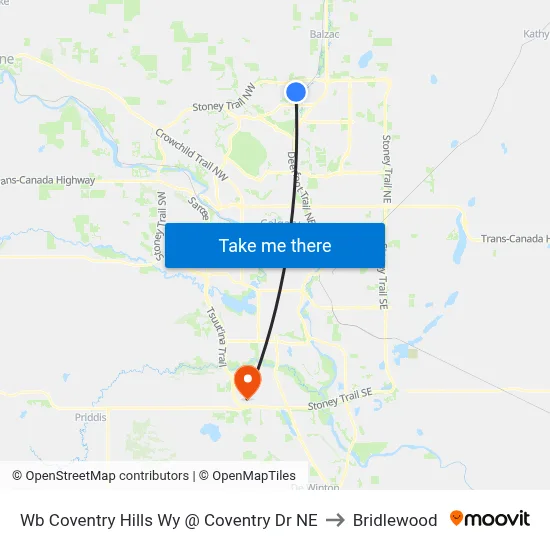 Wb Coventry Hills Wy @ Coventry Dr NE to Bridlewood map