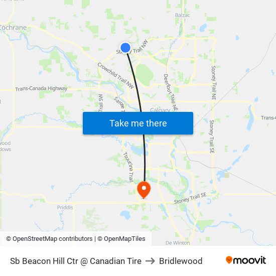 Sb Beacon Hill Ctr @ Canadian Tire to Bridlewood map