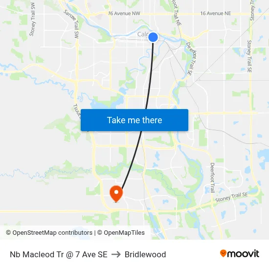 Nb Macleod Tr @ 7 Ave SE to Bridlewood map