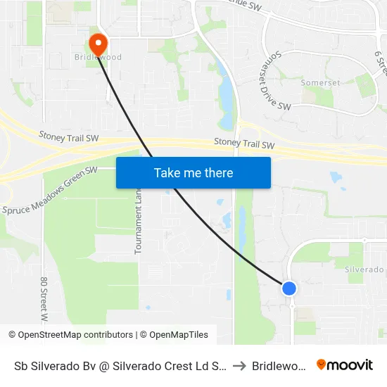 Sb Silverado Bv @ Silverado Crest Ld SW to Bridlewood map