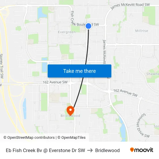 Eb Fish Creek Bv @ Everstone Dr SW to Bridlewood map