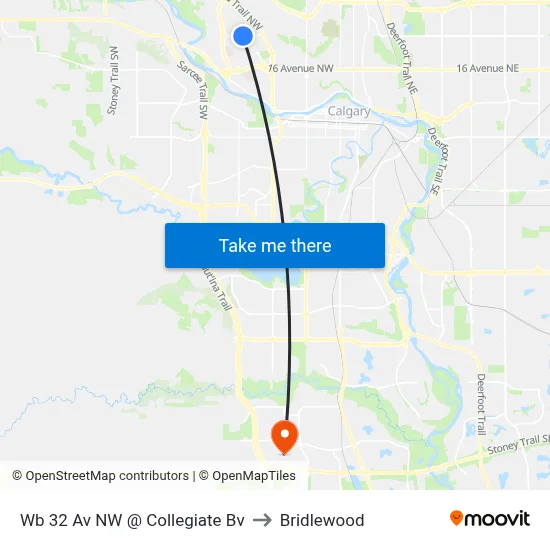 Wb 32 Av NW @ Collegiate Bv to Bridlewood map