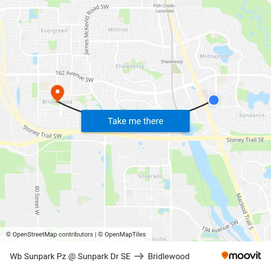 Wb Sunpark  Pz @ Sunpark  Dr SE to Bridlewood map