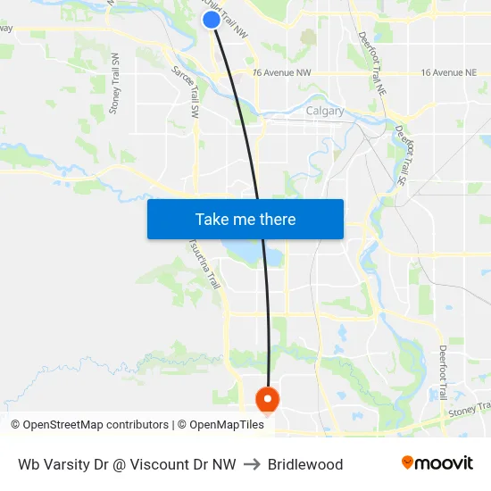 Wb Varsity Dr @ Viscount Dr NW to Bridlewood map