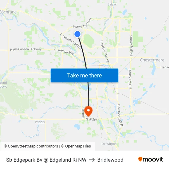 Sb Edgepark Bv @ Edgeland Ri NW to Bridlewood map